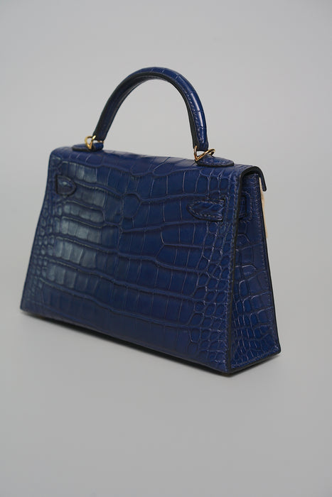 Hermes Kelly 20 in Blue Sapphire Matte Alligator Ghw (Brand New)