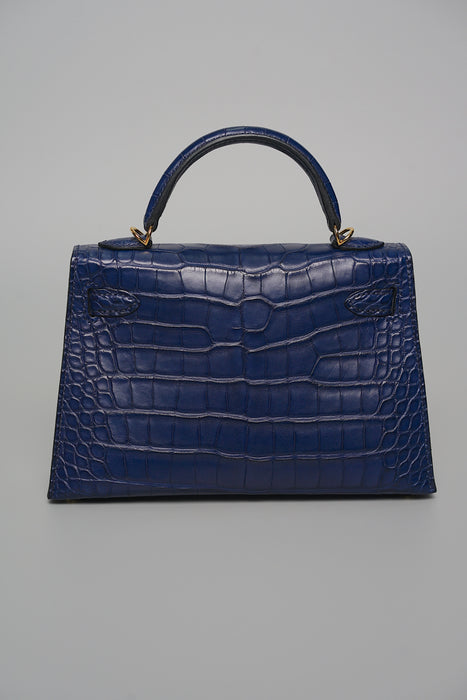 Hermes Kelly 20 in Blue Sapphire Matte Alligator Ghw (Brand New)