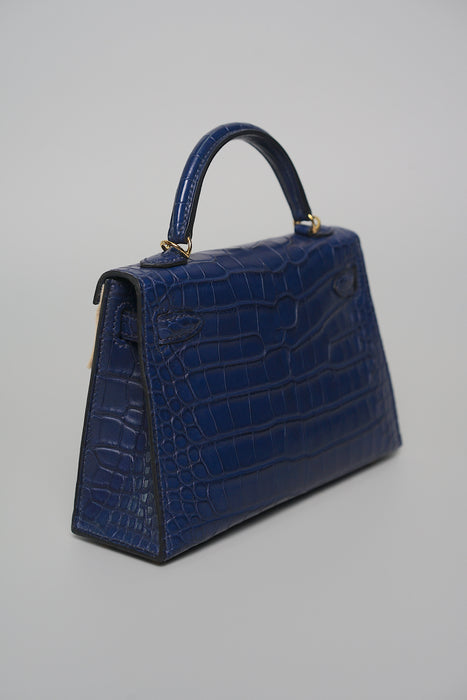 Hermes Kelly 20 in Blue Sapphire Matte Alligator Ghw (Brand New)