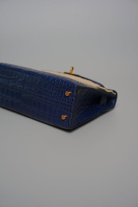 Hermes Kelly 20 in Blue Sapphire Matte Alligator Ghw (Brand New)