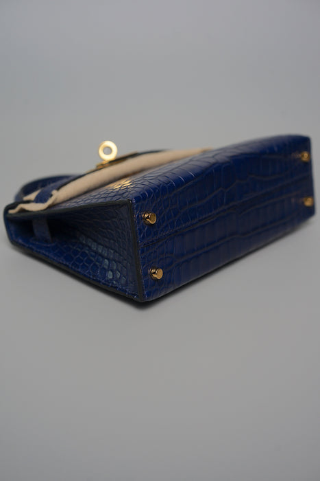 Hermes Kelly 20 in Blue Sapphire Matte Alligator Ghw (Brand New)