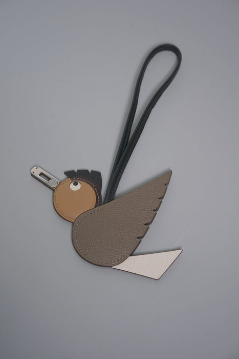 Hermes Birdy Charm in Etoupe/Nata/Biscuit/Noir Phw (Brand New)