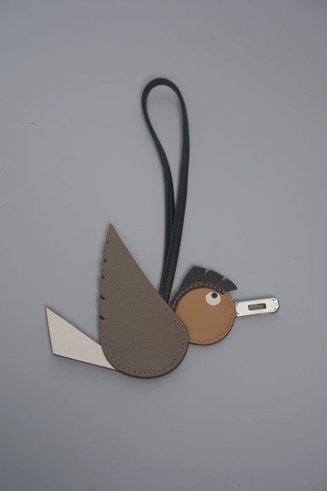 Hermes Birdy Charm in Etoupe/Nata/Biscuit/Noir Phw (Brand New)