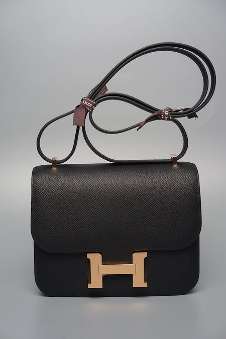 Hermès Constance 18 Noir (Black) Epsom Rose Gold Hardware RGHW