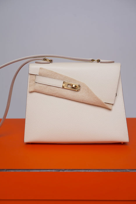 Hermes Kelly Sellier Desordre in Craie Epsom Ghw