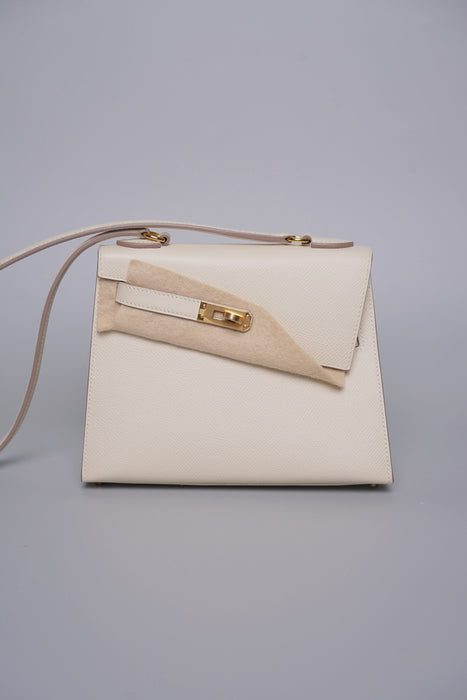 Hermes Kelly Sellier Desordre in Craie Epsom Ghw