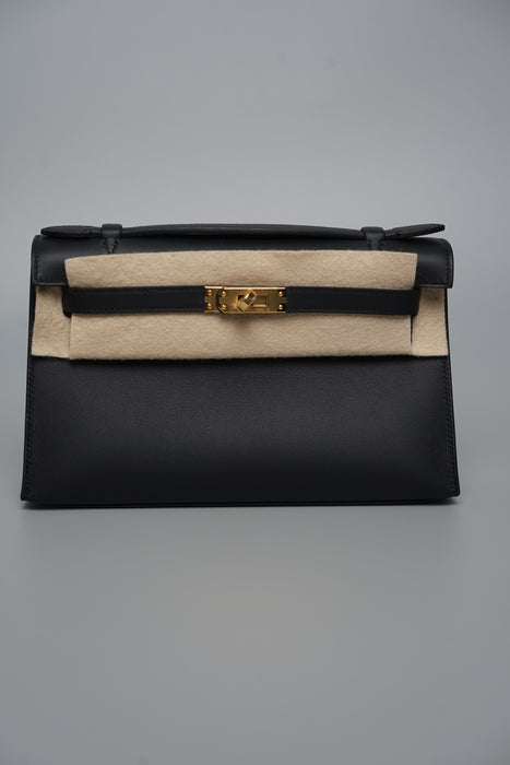 Hermes Kelly Pochette in Noir Ghw (Brand New)