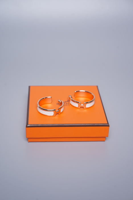 Hermes Olympe Earrings in White Rghw (Brand New)