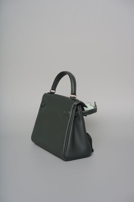 Hermes Kelly Dole in Vert Fonce / Peppermint Phw