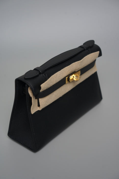 Hermes Kelly Pochette in Noir Ghw (Brand New)