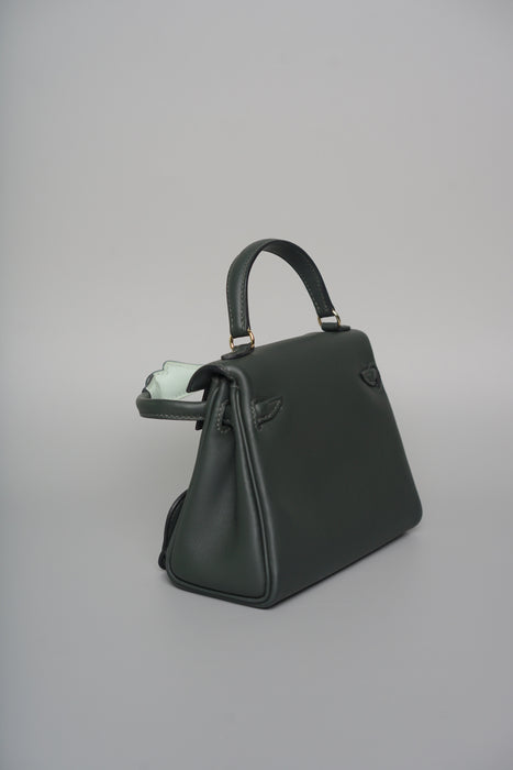 Hermes Kelly Dole in Vert Fonce / Peppermint Phw