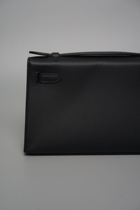 Hermes Kelly Pochette in Noir Ghw (Brand New)