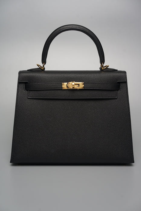 Hermes Kelly 25 Sellier in Black Epsom Ghw (Brand New)