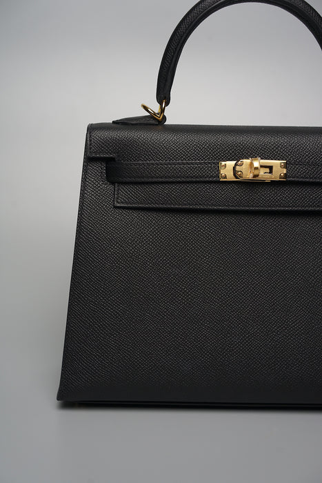 Hermes Kelly 25 Sellier in Black Epsom Ghw (Brand New)