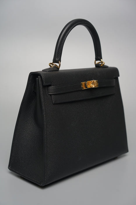 Hermes Kelly 25 Sellier in Black Epsom Ghw (Brand New)