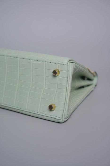 Hermes Kelly 25 in Vert D'Eau Matte Alligator Ghw (Brand New)