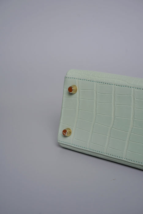 Hermes Kelly 25 in Vert D'Eau Matte Alligator Ghw (Brand New)