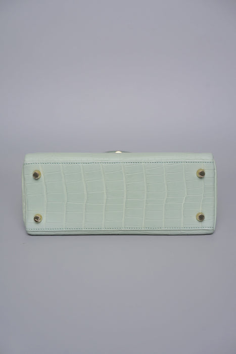 Hermes Kelly 25 in Vert D'Eau Matte Alligator Ghw (Brand New)