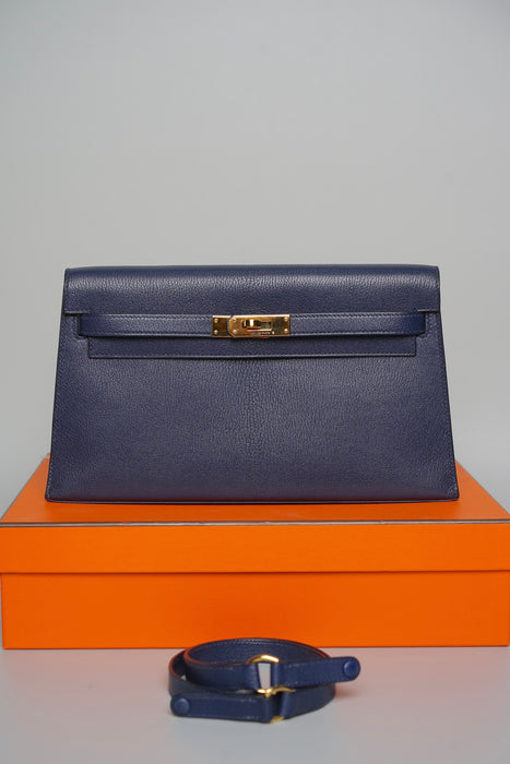 Hermes Kelly Elan in Blue Sapphire Chevre Mysore Ghw