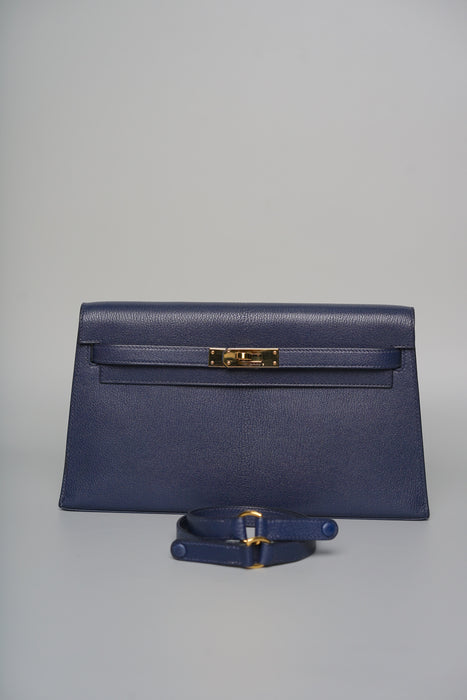 Hermes Kelly Elan in Blue Sapphire Chevre Mysore Ghw