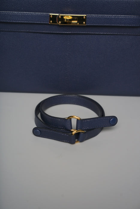 Hermes Kelly Elan in Blue Sapphire Chevre Mysore Ghw
