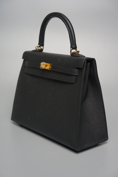 Hermes Kelly 25 Sellier in Black Epsom Ghw (Brand New)