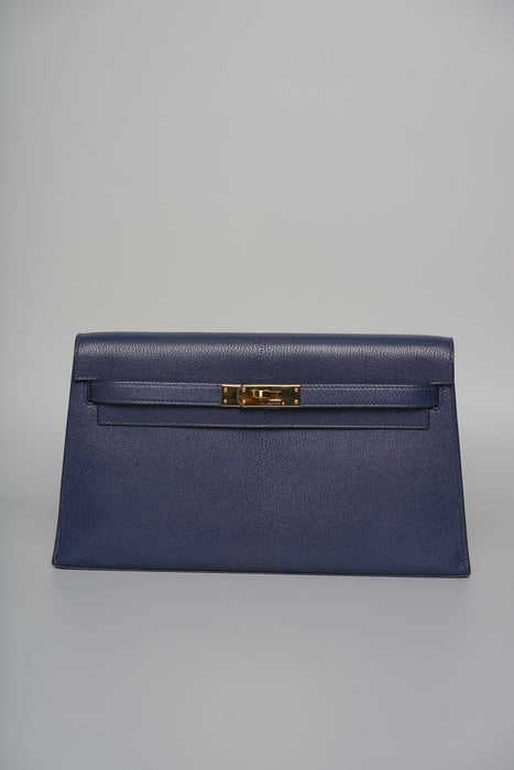 Hermes Kelly Elan in Blue Sapphire Chevre Mysore Ghw