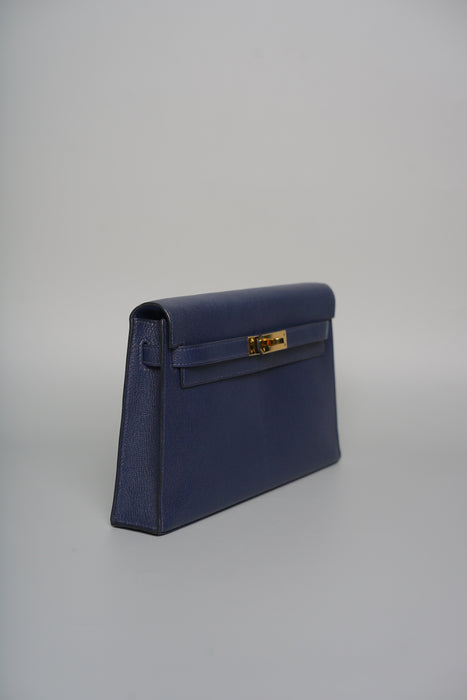Hermes Kelly Elan in Blue Sapphire Chevre Mysore Ghw