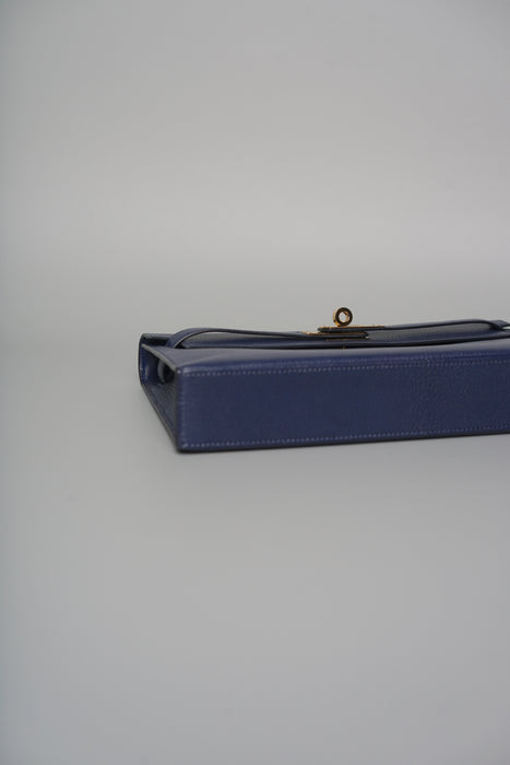 Hermes Kelly Elan in Blue Sapphire Chevre Mysore Ghw