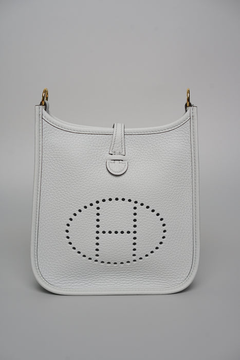 Hermes Mini Evelyne in Bleu Pale / Nata Ghw (Brand New)