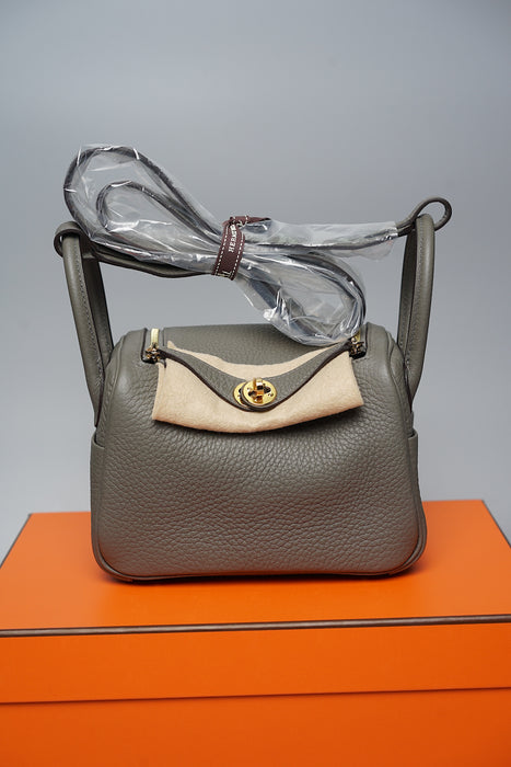 Hermes Mini Lindy in Gris Meyer Ghw (Brand New)