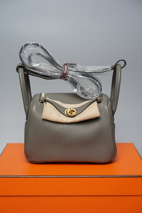 Hermes Mini Lindy in Gris Meyer Ghw (Brand New)