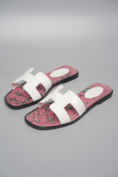 Hermes Oran Sandals in White Size 37.5 (Brand New)