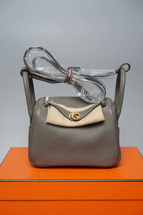 Hermes Mini Lindy in Gris Meyer Ghw (Brand New)