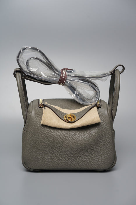 Hermes Mini Lindy in Gris Meyer Ghw (Brand New)