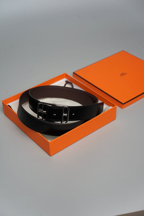 Hermes Cape Cod Reversible Belt in Noir/Chocolat Phw (Brand New)