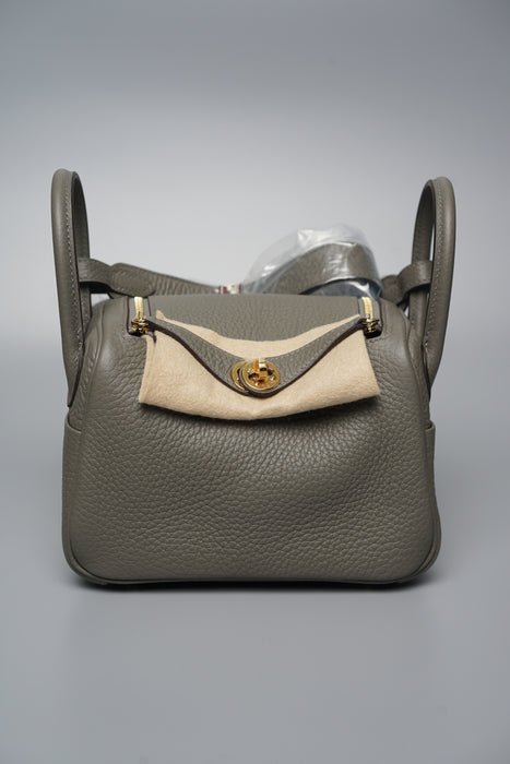 Hermes Mini Lindy in Gris Meyer Ghw (Brand New)