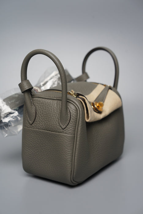 Hermes Mini Lindy in Gris Meyer Ghw (Brand New)