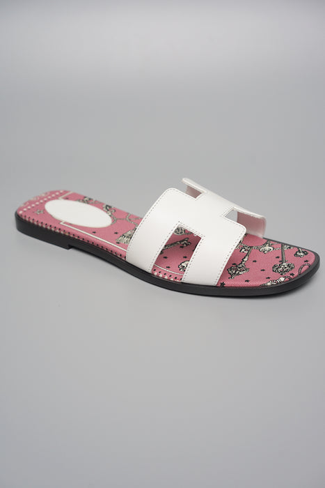 Hermes Oran Sandals in White Size 37.5 (Brand New)