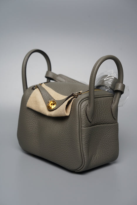 Hermes Mini Lindy in Gris Meyer Ghw (Brand New)