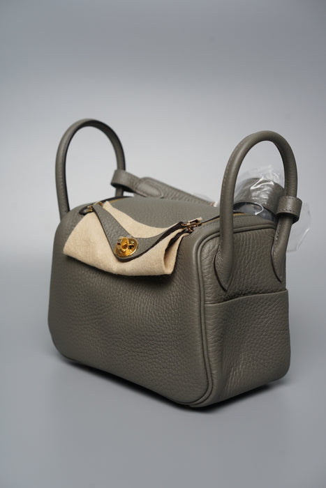 Hermes Mini Lindy in Gris Meyer Ghw (Brand New)