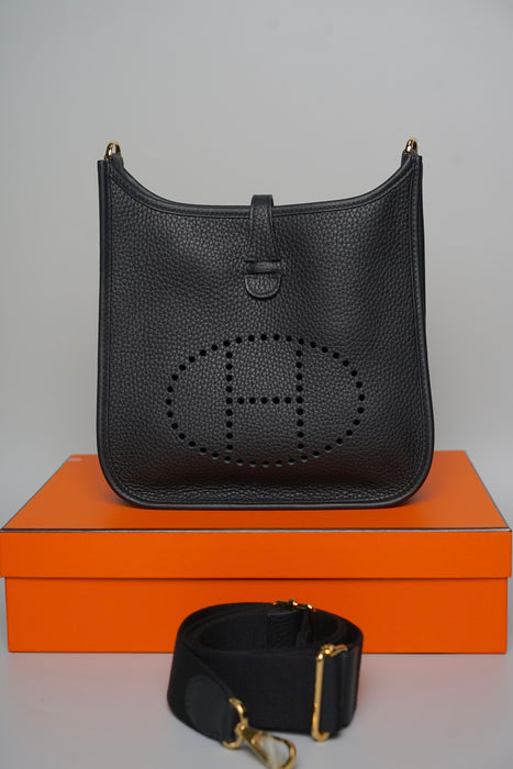 Hermes Evelyne 23 in Noir Ghw (Brand New)