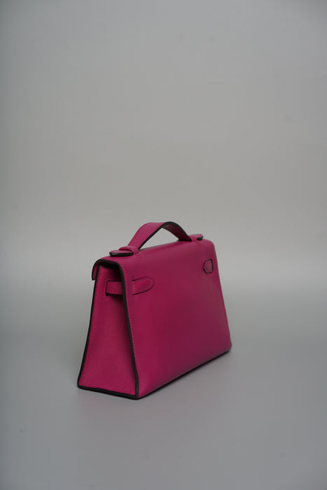 Hermes Kelly Pochette in Rose Pourpre Swift Phw
