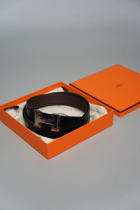 Hermes Constance 32MM Reversible Belt in Noir/Chocolat Phw (Brand New)