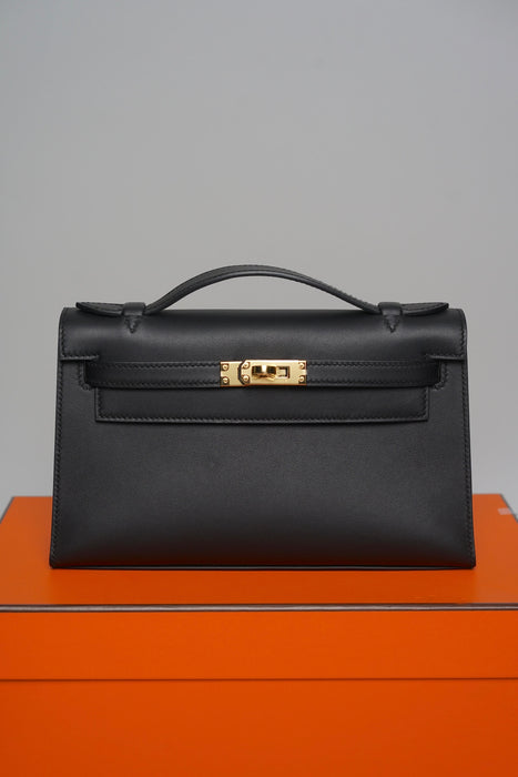 Hermes Kelly Pochette in Noir Swift Ghw (Brand New)