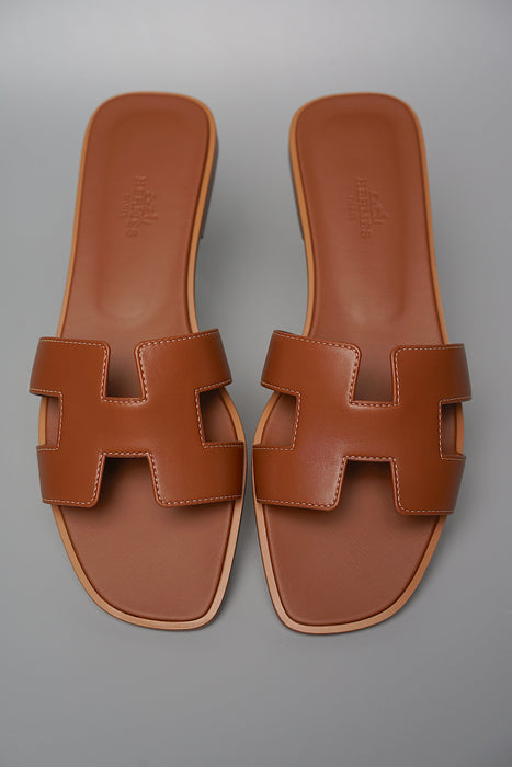 Hermes Oran Sandals in Gold Size 38.5 (Brand New)