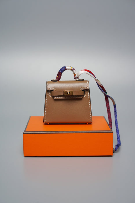 Hermes Kelly Twilly Charm in Etoupe Ghw (Brand New)