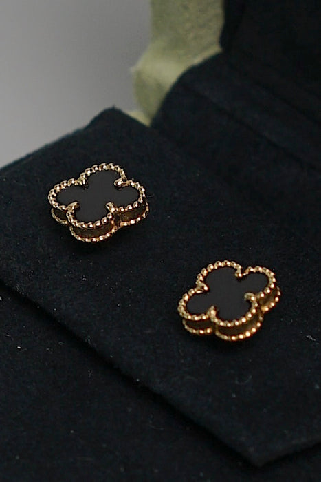 VCA Sweet Alhambra Earrings in Onyx, Yellow Gold