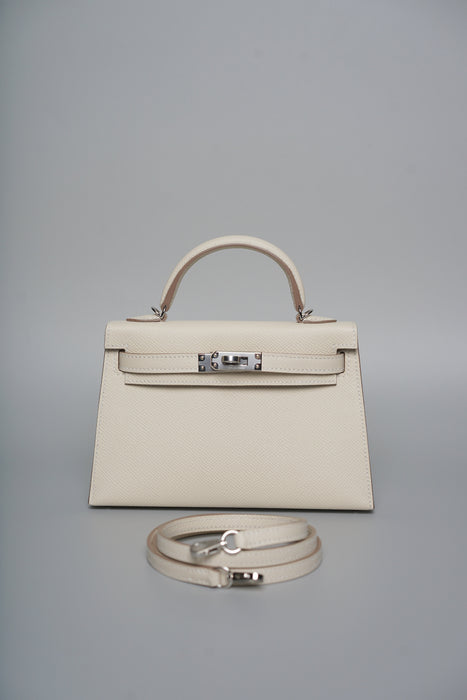 Hermes Kelly 20 HSS in Craie interior Gris Perle Phw (Brand New)