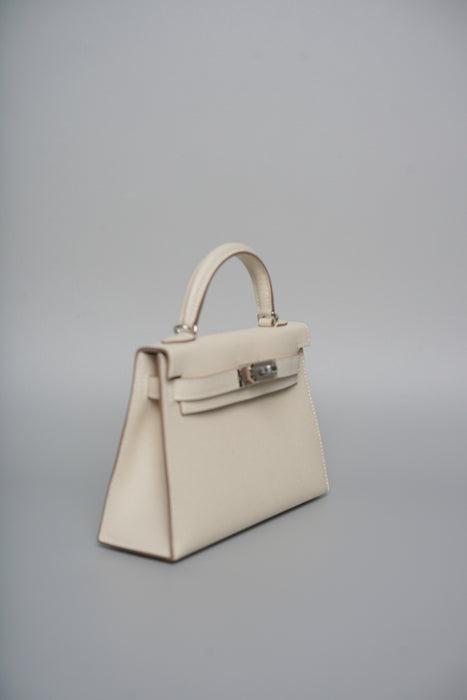 Hermes Kelly 20 HSS in Craie interior Gris Perle Phw (Brand New)